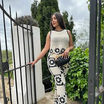 Ensemble Crochet Noir et beige